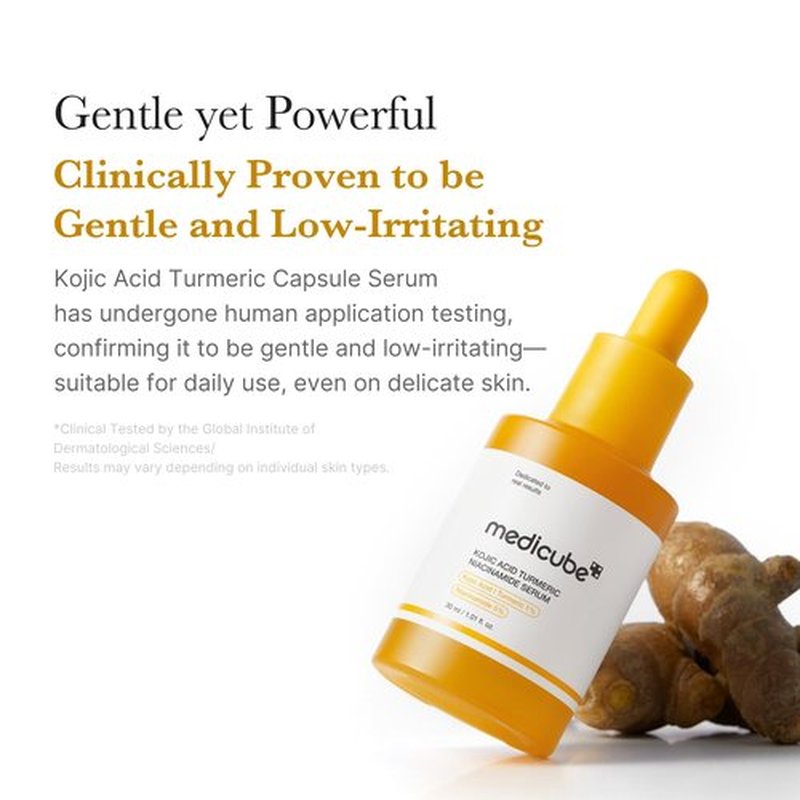 medicube Kojic Acid Turmeric Clarifying & Balancing Capsule Serum for Troubled Skin | Soothing & Brightening Facial Serum | Niacinamide & Glow Capsules for Hydration and Barrier Support | 1.01 fl.oz