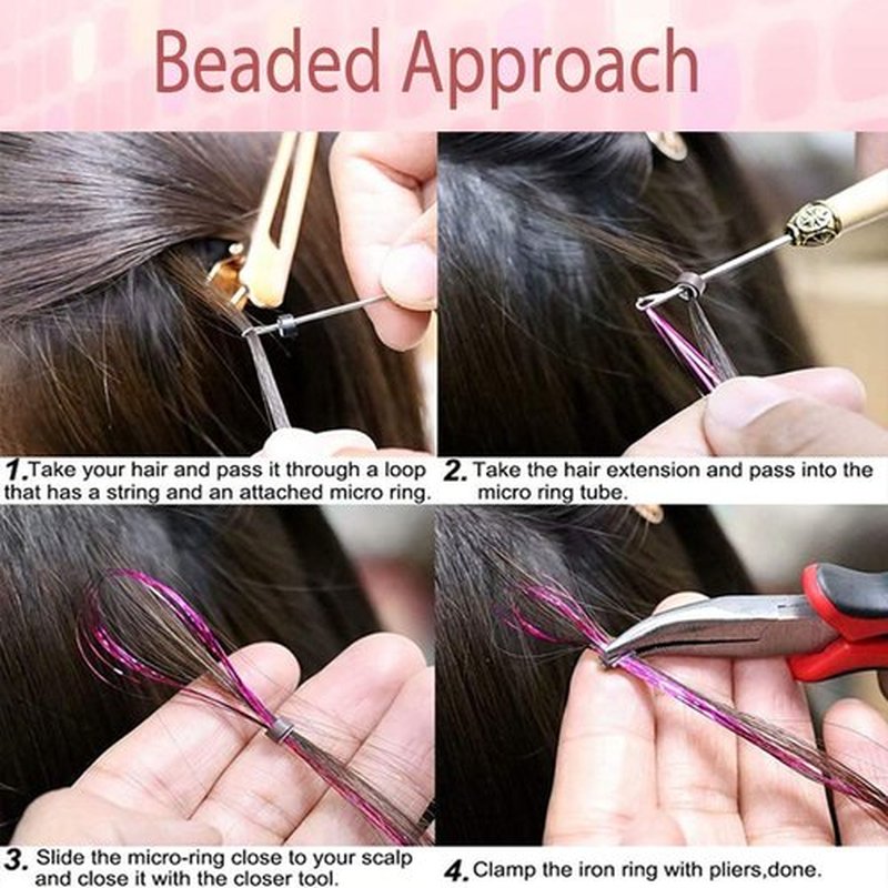 Celinabella 18 Colors Hair Tinsel Kit with Tools, 47 Inch Heat Resistant Reusable Sparkle Hair Extensions for Festivals, Weddings, Halloween & Daily Wear