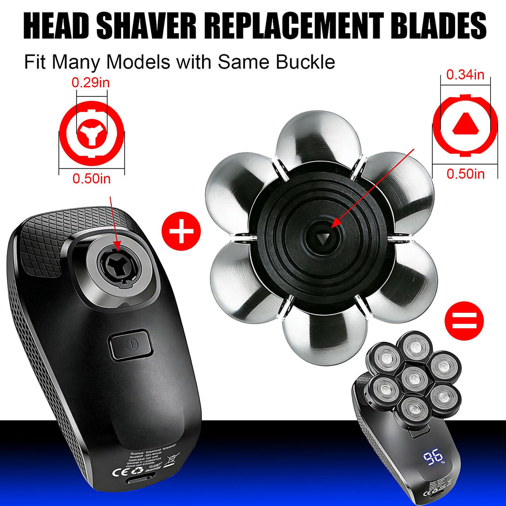 7 Head Shaver Replacement Heads for Bald Men For Freebird,