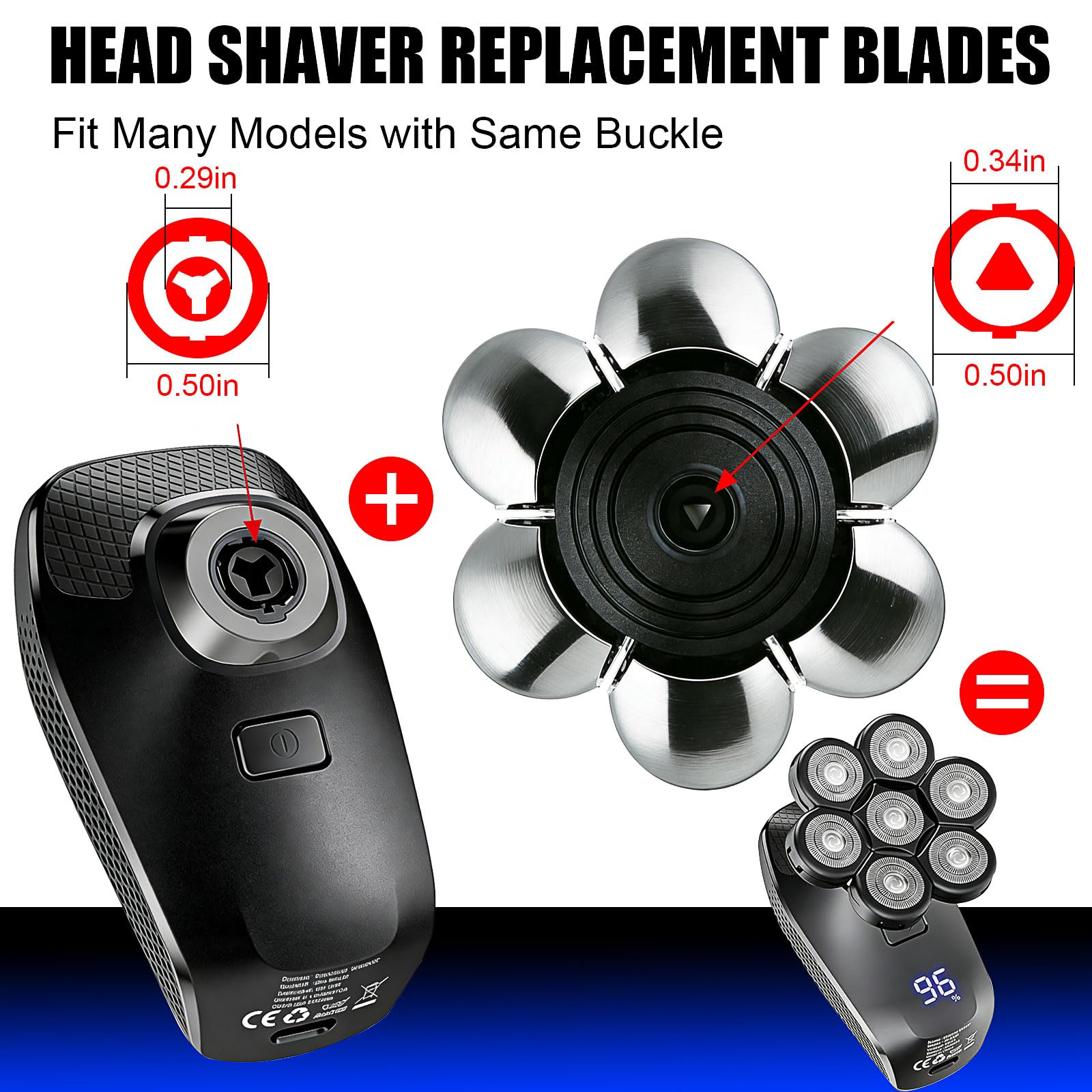 7 Head Shaver Replacement Heads for Bald Men For Freebird,