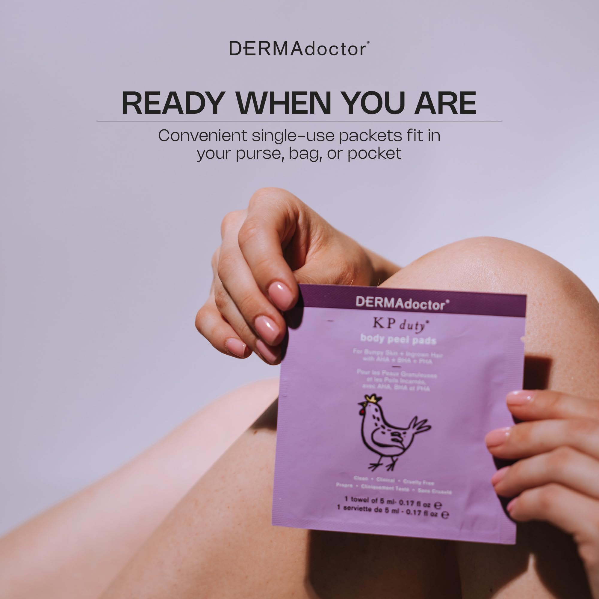 DERMAdoctor KP Bump Eraser Extra Strength Peel Pads – Exfoliating Body Treatment for Keratosis Pilaris, Body Acne & Rough Skin | AHA + BHA + PHA Formula | Dermatologist Developed
