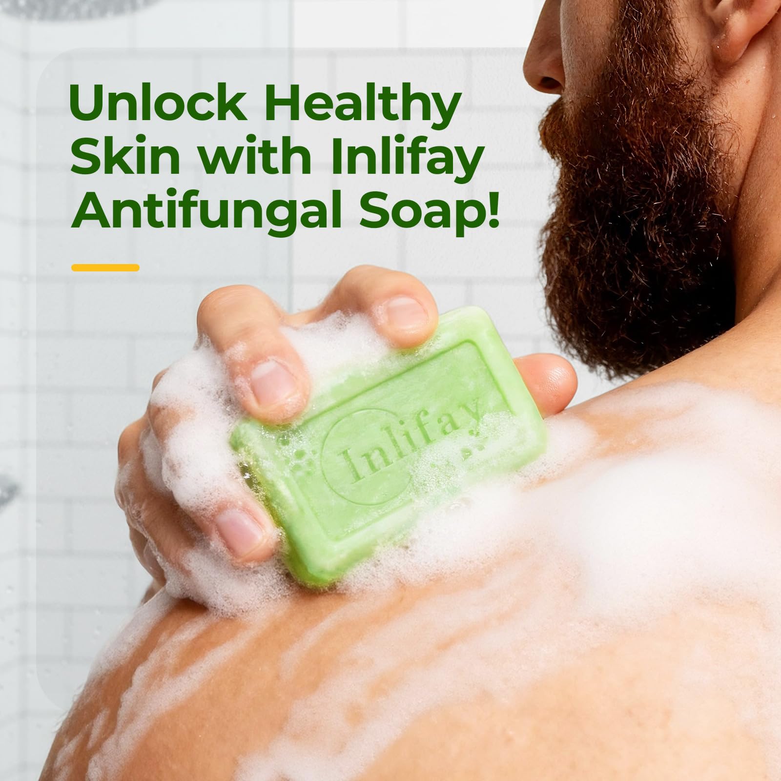Inlifay Tolnaftate 1% Antifungal Bar Soap : Athletes Foot Ringworm Jock Itch Fast Itch Relief Tea Tree Oil Non-Greasy Anti-Fungal Bar Wash for Gym-Goers & Active Adults