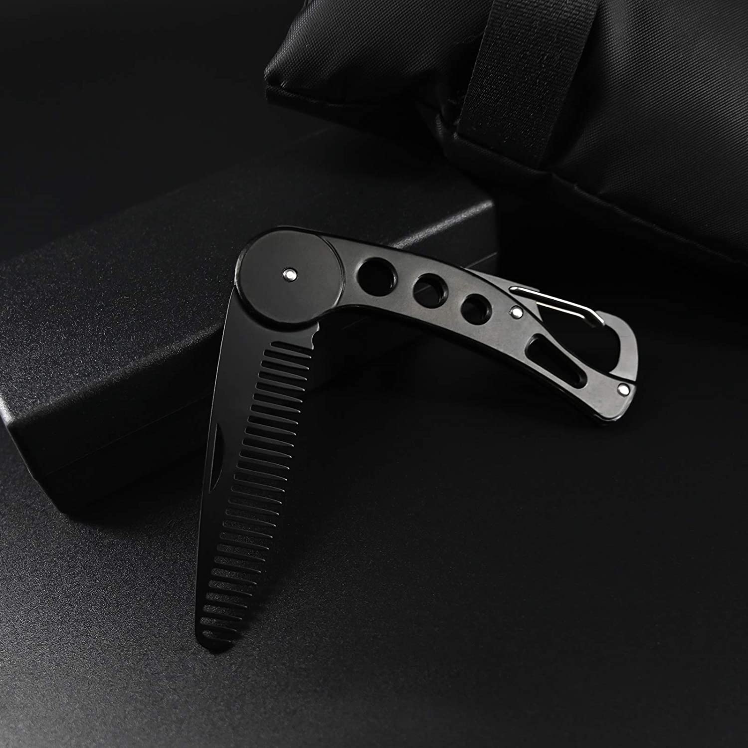 Stainless Steel Folding Beard and Mustache Comb for Men's Grooming - Anti-Static Hair Styling Pocket Beard Comb