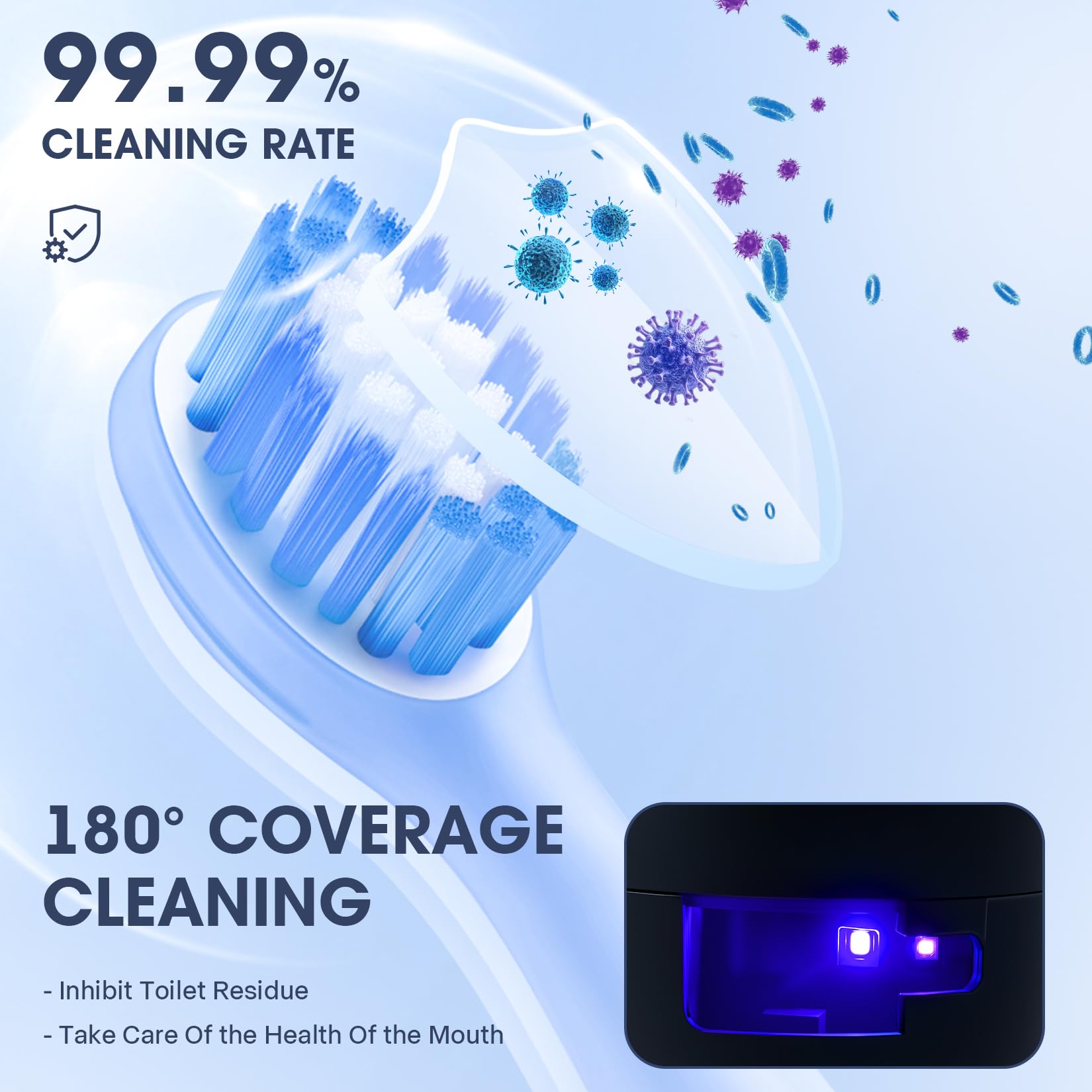 LXIANGN Toothbrush Holders Cleaner & Dryer for Bathroom,Wall Mounted Toothbrush Holder Case with LED Smart Screen,Toothbrush Cleaner with Auto Inductive Open/Close Cover for Home Travel (Black)