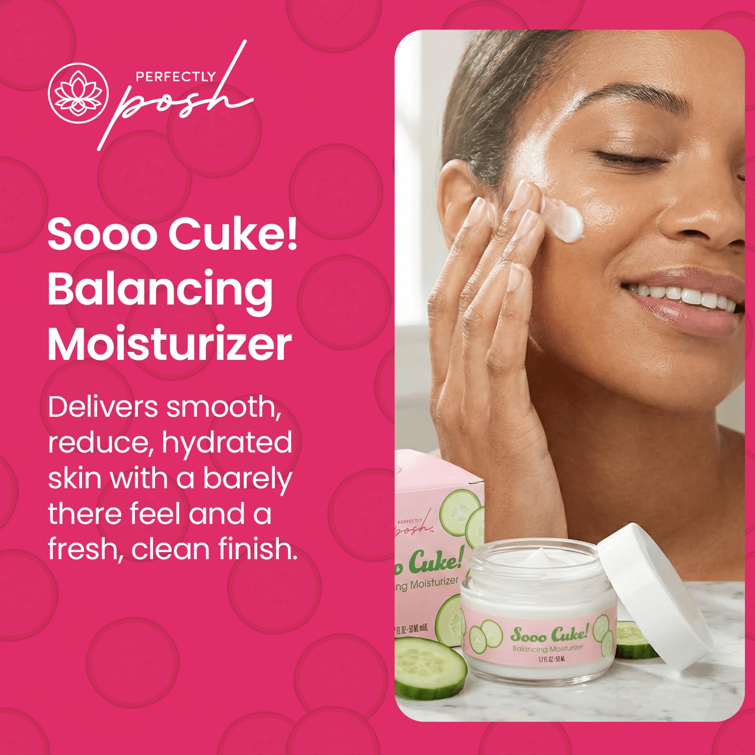 Perfectly Posh - Sooo Cuke! Balancing Moisturizer - Lightweight Face Moisturizer with Cucumber, Squalane, and Aloe for Soothing Skin - 50ml