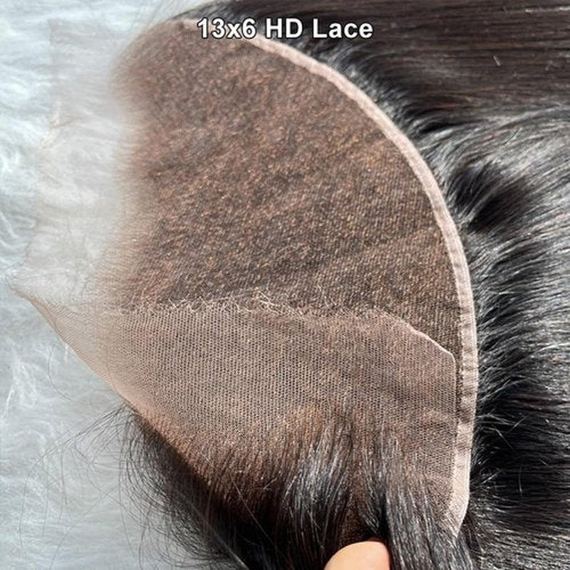 SKINLIKE Real HD Lace Frontal Human Hair Pre Plucked Natural Hairline Invisible Closure Ultra Thin Swiss HD Lace Bleach Knots Closure Human Hair with Baby Hair (13x6 HD Straight, 14 inch)