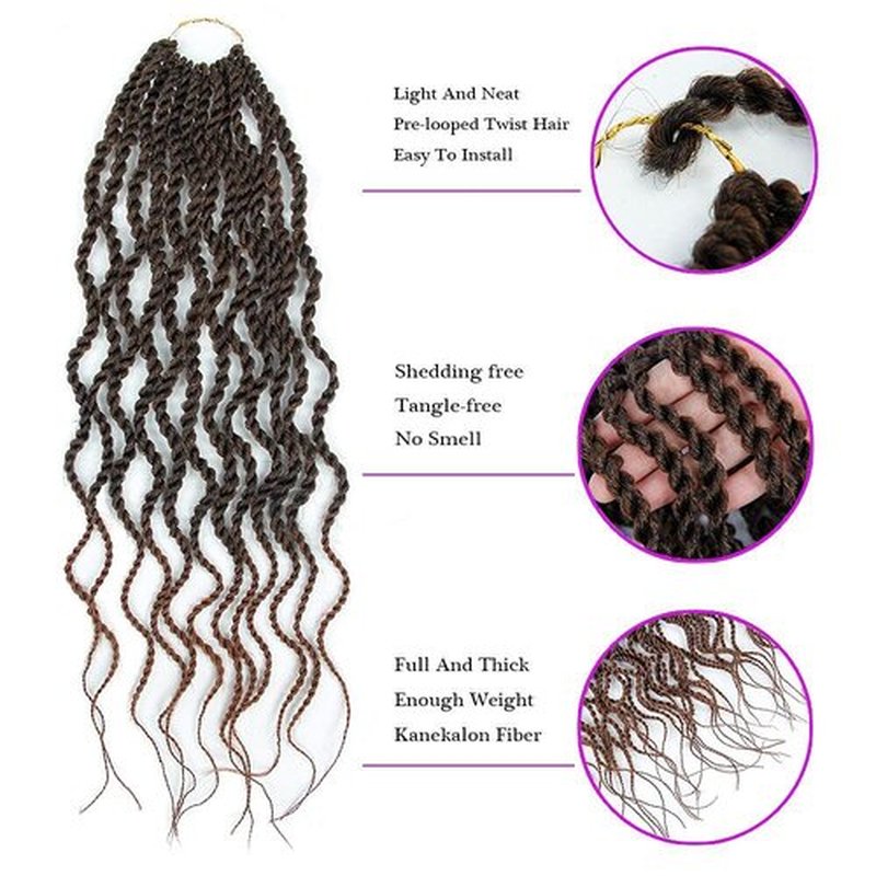 18Inch Wavy Senegalese Twist Crochet Hair Braids Wavy Ends Synthetic Hair Extension Curly Crochet Twist Braiding Hair (8Packs,T1B/30)