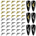 YECIRALA 100pcs 3D Gold & Silver Guns Nail Charms Kit
