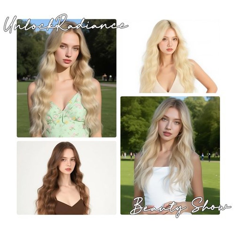 Aida ble Long Blonde Wig with Curtain Bangs 26 Inch Wavy Blonde Wigs for Women Synthetic Layered Wig Natural Looking Heat Resistant Fiber Wigs for Daily Party Halloween Cosplay Use