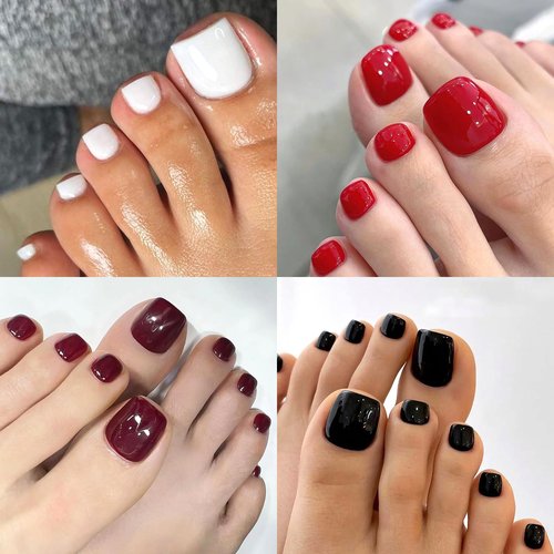 Lifextol 576PC Press on Toenails for Women Fake Toe nail Press ons Acrylic Toe Press on Nails Set, 24 Color Press on Toe nails Press on Fake Toenails Press ons Acrylic Toe Nail Tips Kit with Glue&Tabs