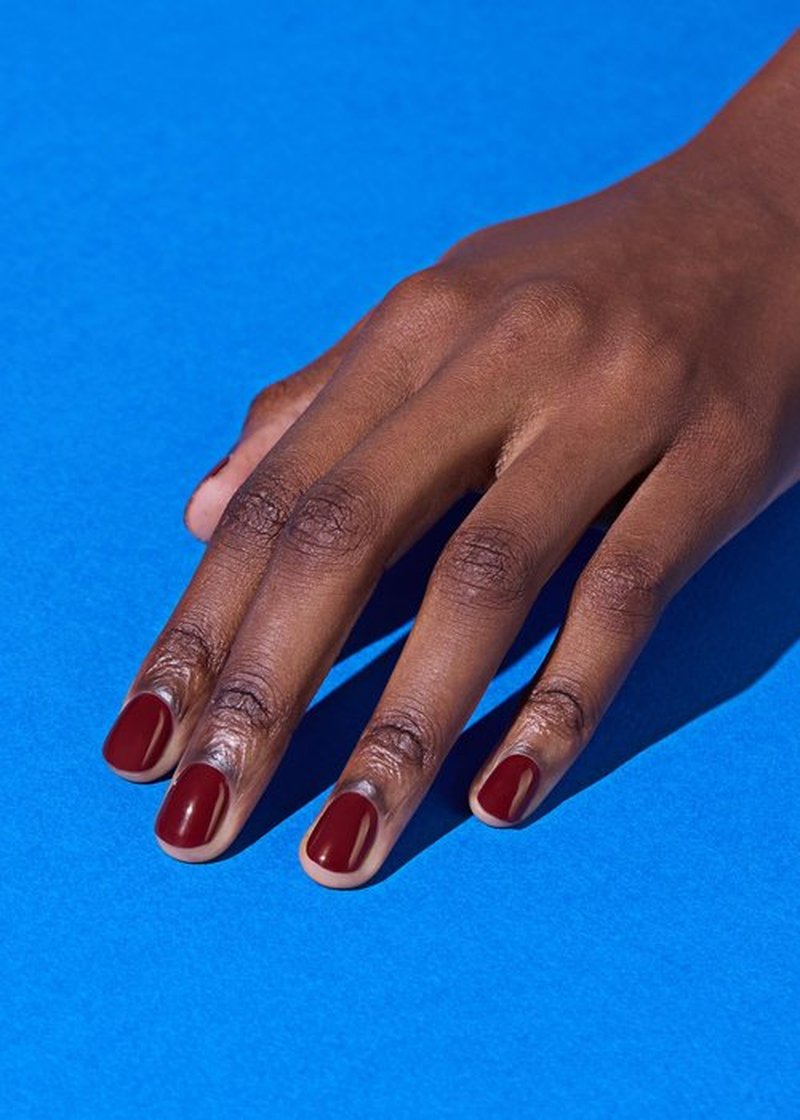 ohora Semi Cured Gel Nail Strips (N Classic Burgundy) - Red, Solid, Works with Any UV/LED Lamps, Salon-Quality, Long Lasting, Easy to Apply & Remove - Includes 2 Prep Pads, Nail File & Wooden Stick
