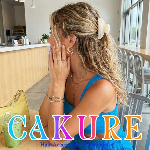 CAKURE Claw Clips Pink Hair Clips Acrylic Hair Claw Clips Hair Accessories for Women and Girls (Pack of 2) (e-beige&pink)