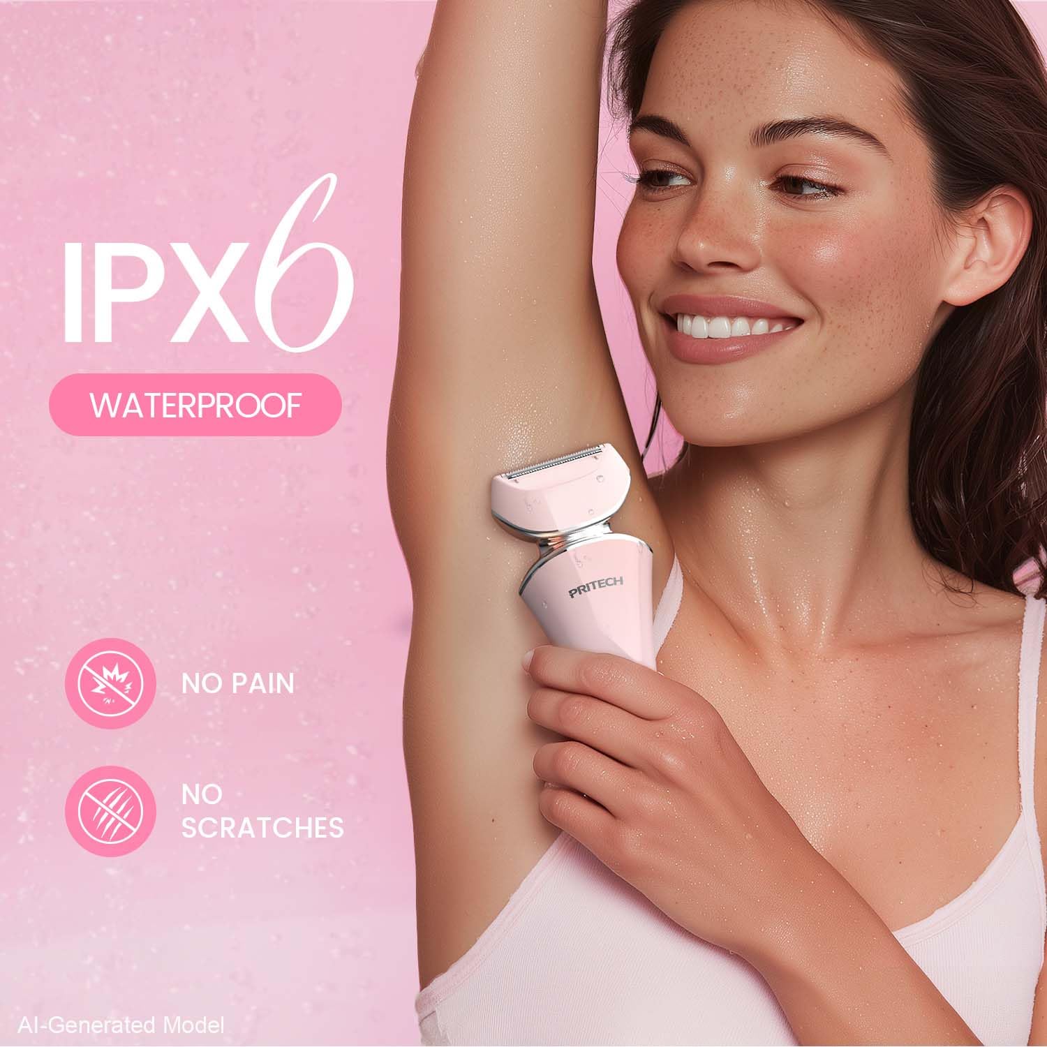 PRITECH Electric Razor for Women Wet/Dry Electric Shaver for Women Pink