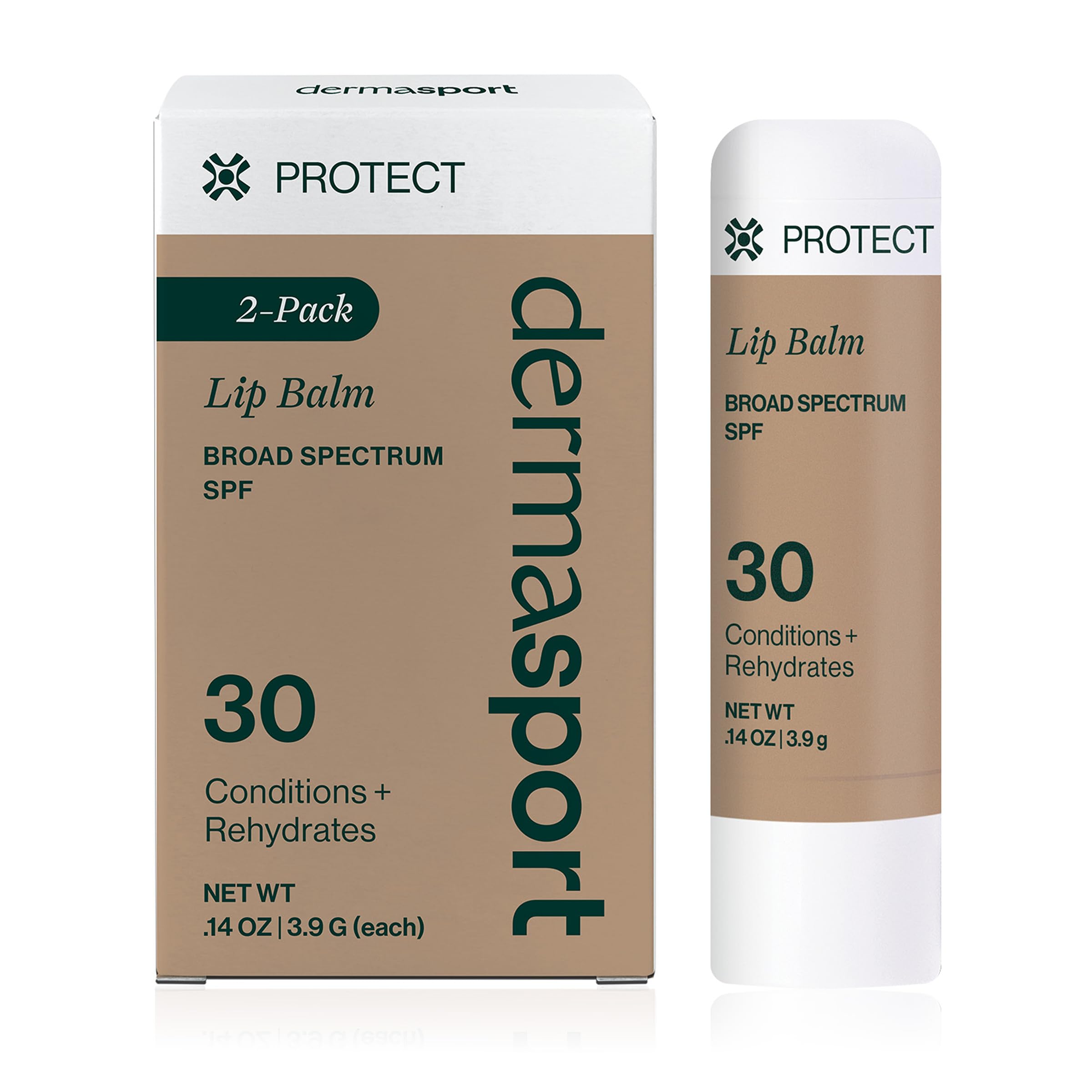 Dermasport SPF 30 Lip Balm 2 Pack – Hydrating SPF Lip Balm for Dry, Chapped Lips – National Ski Patrol Partner – Water & Sweat Resistant for Men & Women