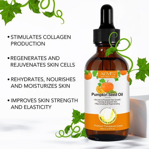 Pumpkin Seed Oil for Hair Growth - Pure Natural Cold Pressed Hydrating & Repairing Dry, Damaged Hair, Skin Care (1 Pack)
