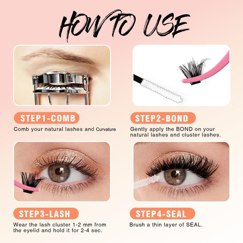 SOFENIDA Lash Clusters 80D Cluster Eyelash Extensions 8-16mm Cat Eye Wispy Eyelash Clusters 12 Pairs D Curvature Eyelash Clusters Left & Right Diy Lash Extension at Home