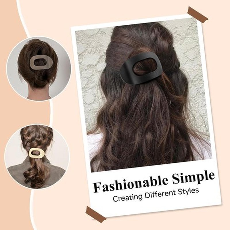 B.PHNE Flat Hair Claw Clips for Women,Matte Medium Hair Clips for Thick & Thin Hair- Comfortable Everyday Use for Office, Yoga, Party & Casual Styling (4PCS A)