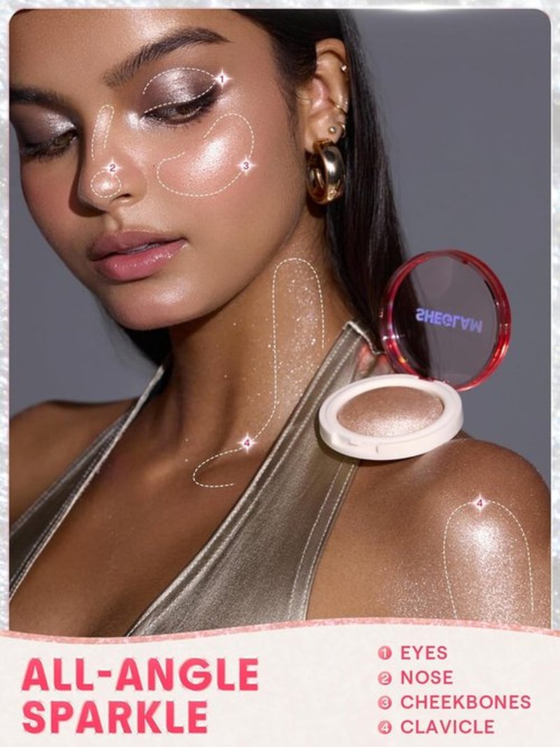 SheGlam Glowchi Bouncy Highlighter - Long-Lasting Shimmer Makeup in Red Bean Shade