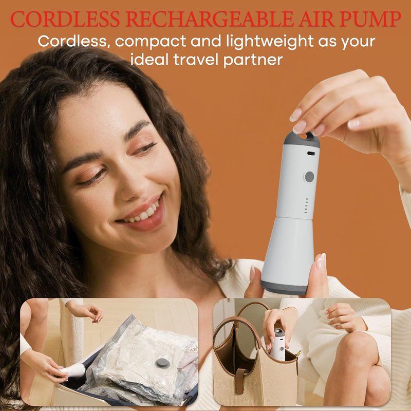 Vacbird Travel Vacuum Storage Bags - 12 Pack with Rechargeable Cordless Pump | Compression Packing for Clothes, Blankets & Pillows