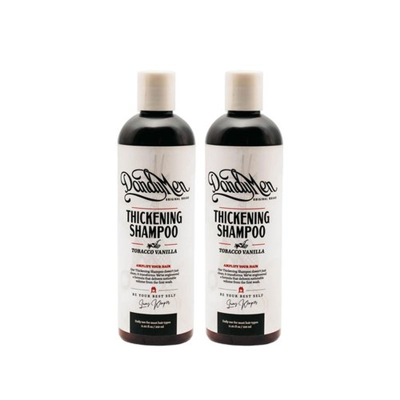 DandyMen Thickening Shampoo – Volumizing and Strengthening Formula with Aloe Vera & Pro-Vitamin B5 11.83 oz (2-pack, Tobacco Vanilla)