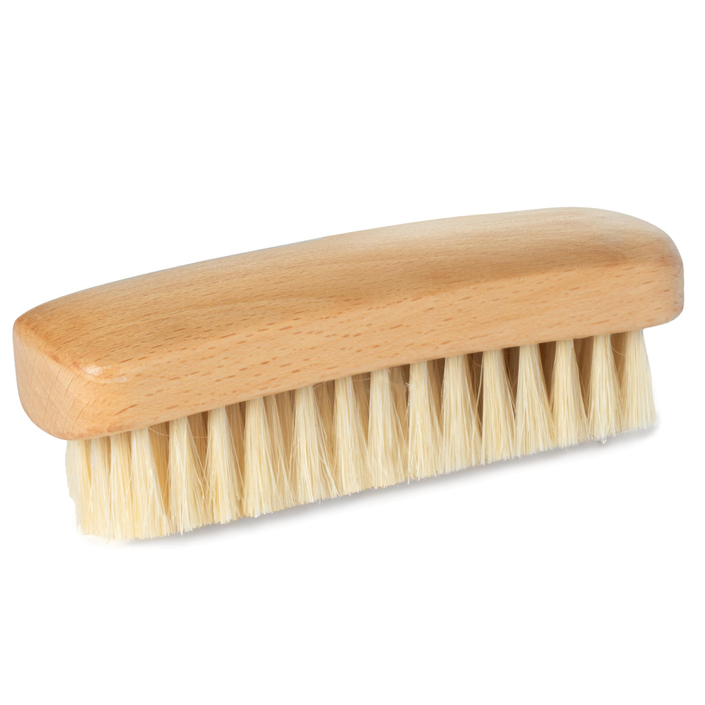 GranNaturals Palm Size Boar Bristle Smoothing Hair Brush - Soft White Bristle Slick Back Hairbrush for Slicking Hair to Create Sleek Style - Natural Wood Handle for Women + Men