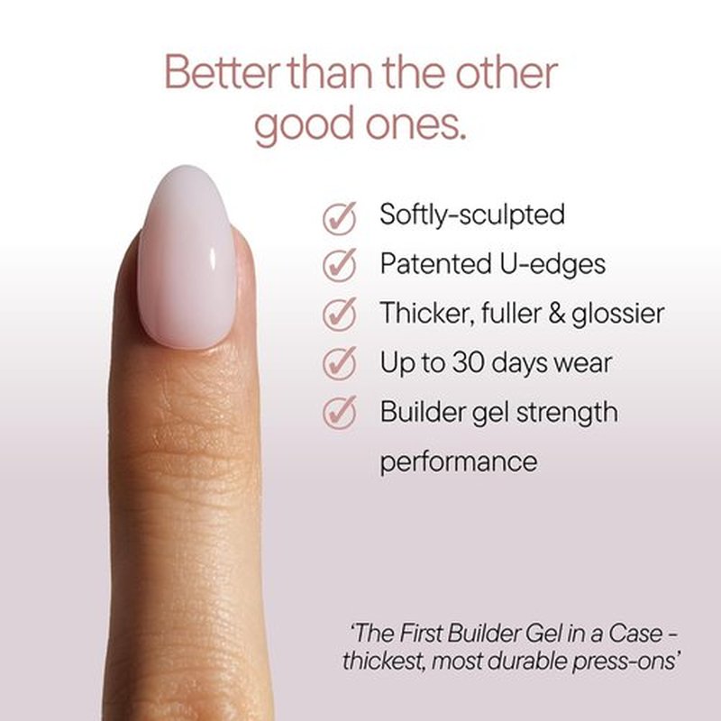 **Celebritips Press On Nails - Salon U-ltimate™ Sheer Milk | Extra Short Round, Reusable | 32 Nails Kit with Glue**