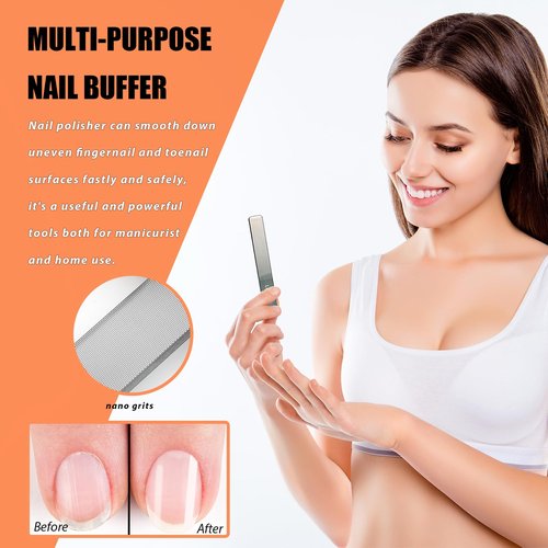 Angled Head Large Toenails Clippers for Seniors, Nail Clipper for Thick Toenails and Fingernails, Nail Cutter with Catcher, Nano Glass Nail Buffer, Gifts for Stocking Stuffers Men Women