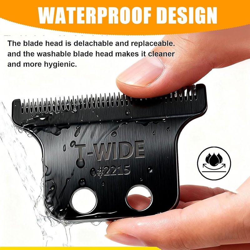 Wahl 5 Star Detailer Replacement T Wide Blades - Adjustable Stainless Steel Zero-Gap Trimmer Blade (Black)