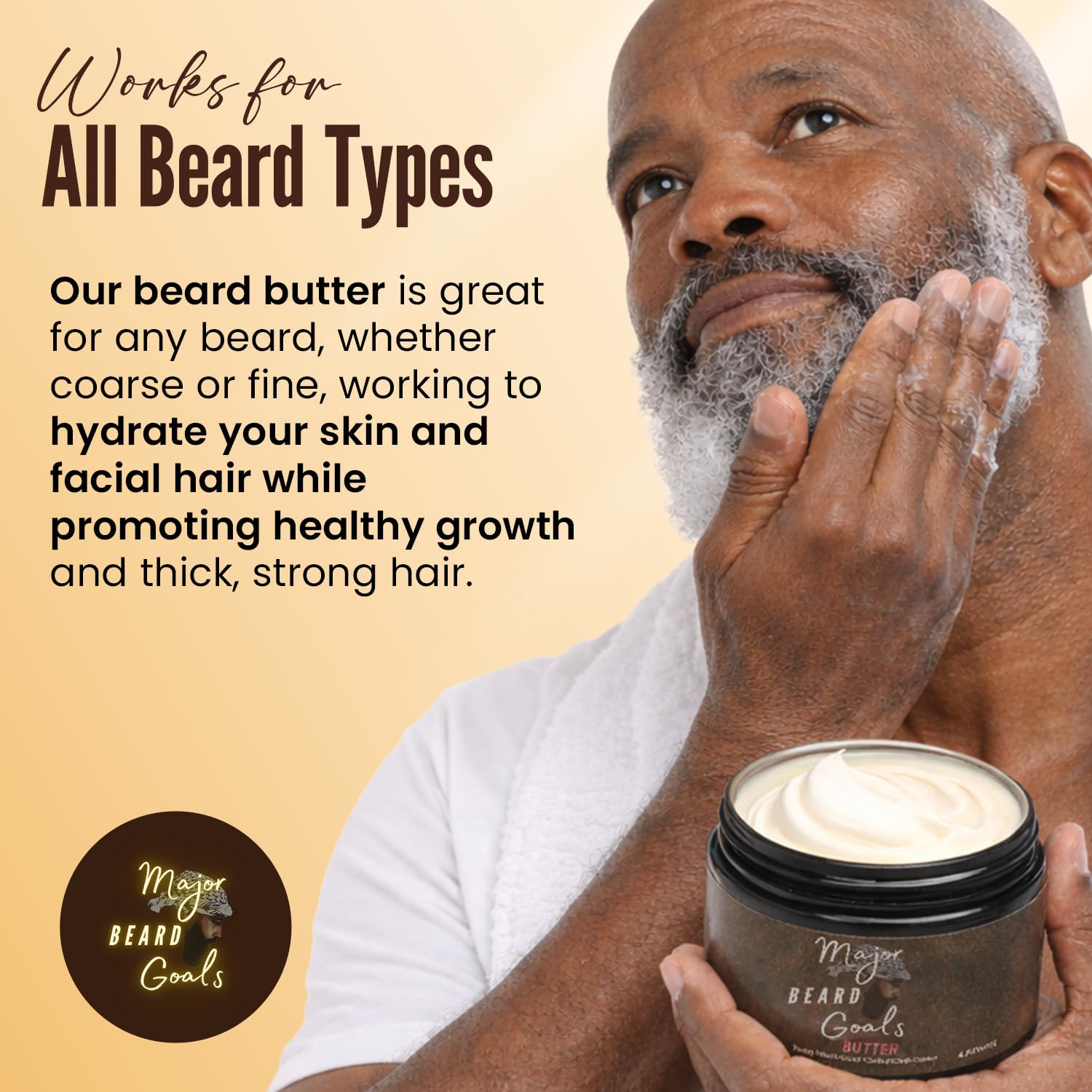 Major Beard Goals Beard Butter for Men - Leave-In Softener for Mustache & Beard Care, Cream Hydrates, Reduces Itchiness - Jamaican Black Castor Oil, Biotin, Collagen, & Shea Butter - 4oz