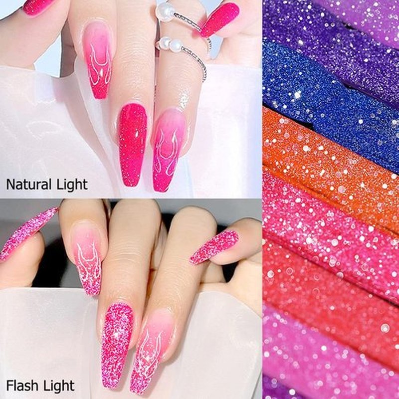 Fannyc Gel Nail Polish Blue Green Yellow Pink 6 Colors Set Glitter Gel Polish Kit