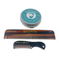 G.B.S GENTS Unscented Mustache Wax Grooming Kit – Extra Strong Hold Wax Tin, 5” Tortoise Shell Cellulose Acetate Comb & Mini Mustache Beard Pocket Comb – Handmade Anti-Static Styling Set for Men