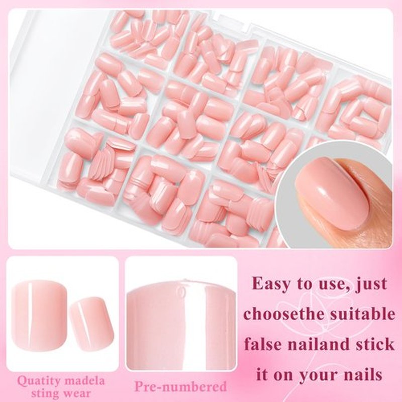 360pc Square Press on Nails Short Fake Nail, Nude Acrylic Nails Press on Nail Square Glue on Nails Nude False Nail Tips Full Cover Short Press-on Nails Artificial Fingernail for Women Teen Girls