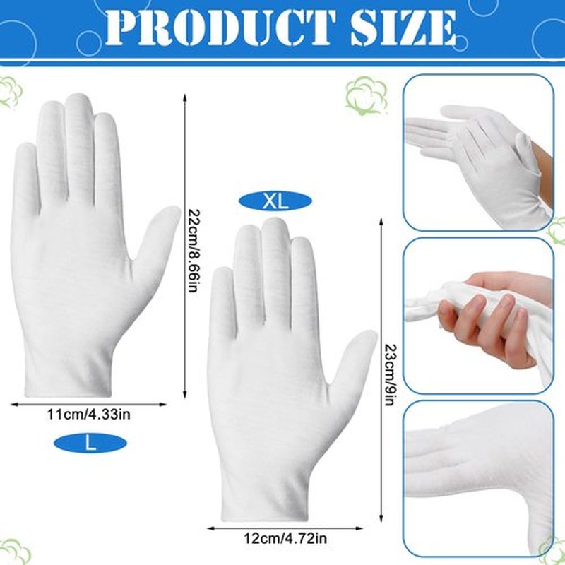 240 Pcs Cotton Gloves Cotton Bulk Pack Moisturizing Gloves Overnight Soft Cotton Gloves Uniform Gloves Coin Inspection Gloves Art Handling Gloves for Man and Woman (White)