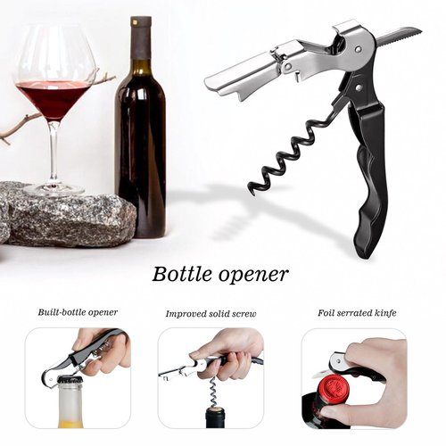 Manicure Set 5-Piece with PU Leather Case - Stainless Steel Nail Clipper Kit Includes Nail Clipper, Nail File,Tweezers, Ear Spoon & Wine Opener Tools for Home&Travel&Gift