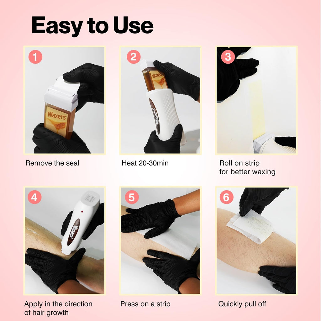 Waxers Roll on Wax Refill Rose Roller Waxing Refill at Home Soft Wax Cartridges Depilatory for Coarse & Fine Hair 4 Pack