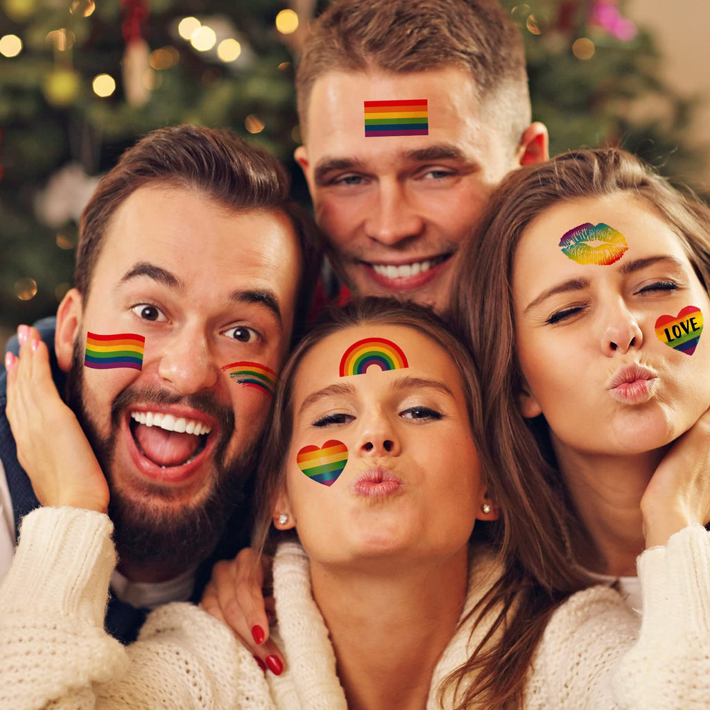 Zomme 144 Pcs Pride Tattoos, LGBT Rainbow Temporary Tattoos, Pride Temporary Tattoos, Waterproof Rainbow Flag Tattoo Stickers for Pride Equality Parades