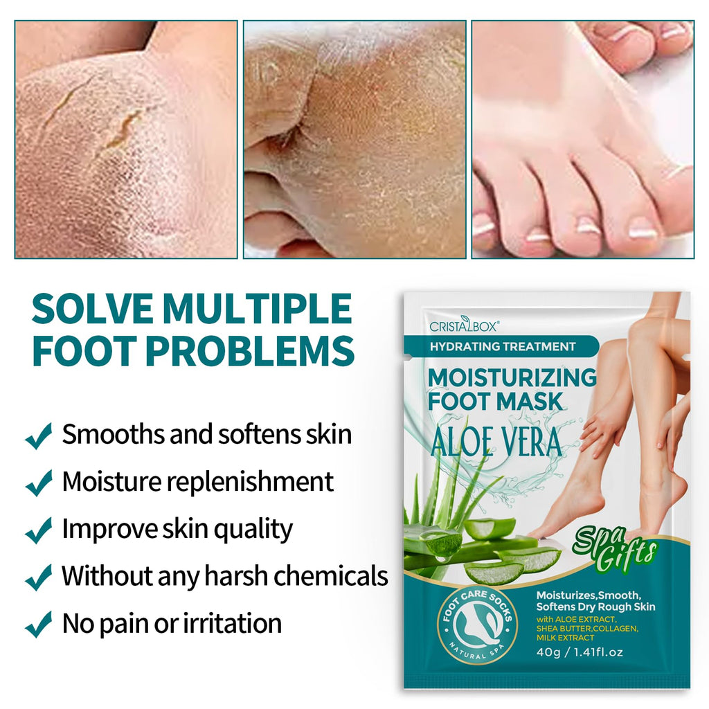 5 Pack Moisturizing Foot Mask,Hydrating Foot Masks for Dry Cracked Feet,Moisturizing Socks Dry Skin Moisturizer for Soft and Smooth Touch Feet,Foot Care Spa Gifts for Women Men Fathers Day Gift