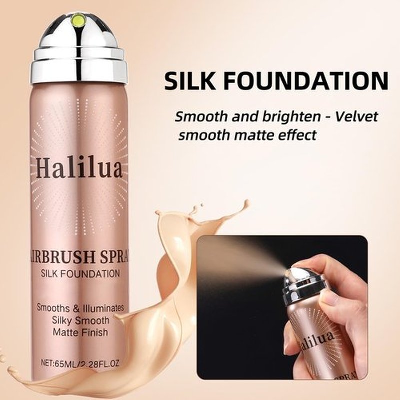 Airbrush Foundation Spray with Brush - Full Coverage Magic Minerals Airbrush Foundation for Smooth Radiant Finish, Hydrating Makeup for a Flawless, Natural Finish, Breathable (Beige)