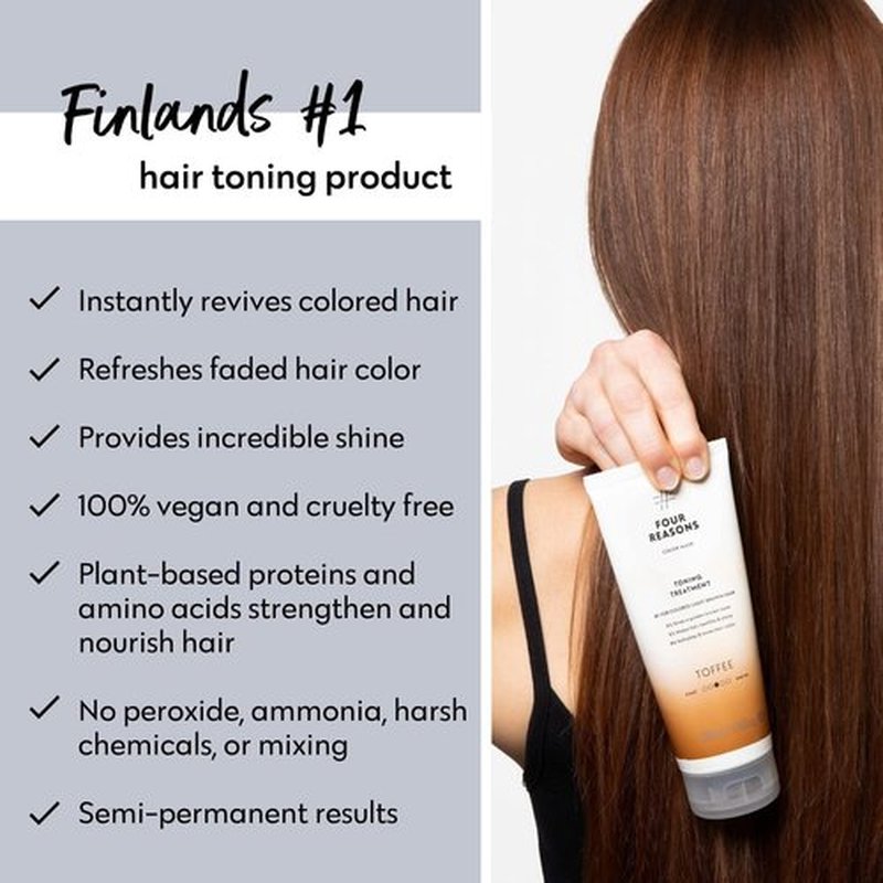 FOUR REASONS Toffee Color Mask - Hair Gloss & Color Depositing Conditioner | Vegan & Cruelty-Free, 6.76 fl oz
