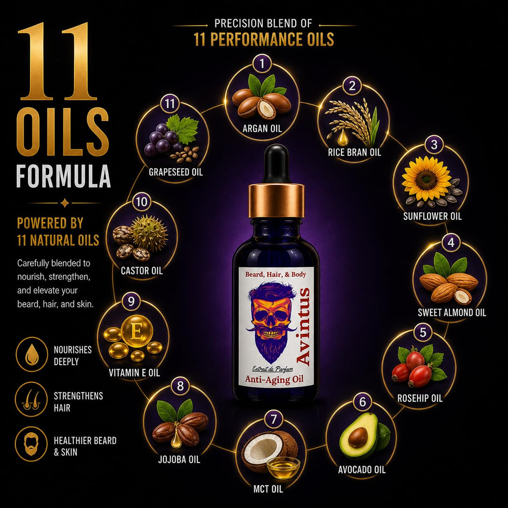 Frank SCENTS 2oz Avintus | Scented Beard Oils For All Men, Growth and Conditioner | Dry Flaky Dandruff skin | Oily Skin | 11 Natural Anti-Aging Oils