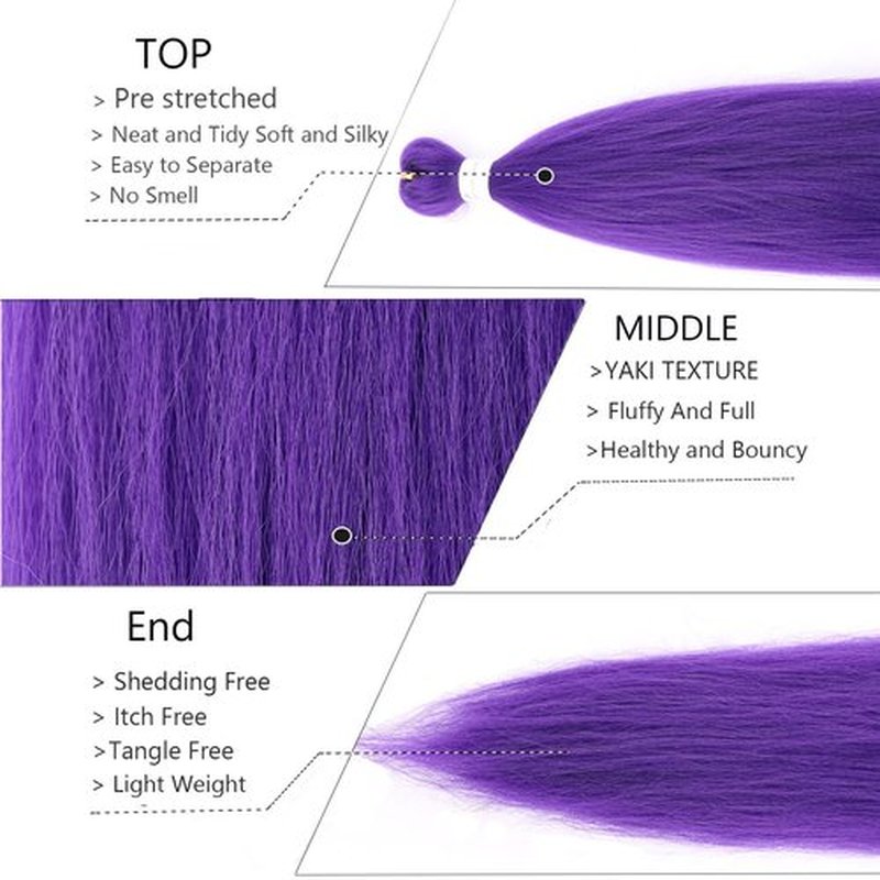 Flyteng Long Purple Braiding Hair 30 Inch Pre Stretched Synthetic hair Extensions for Braids 2 Packs Purple Rumi Braiding Hair for Stage Party Halloween Costume Cosplay
