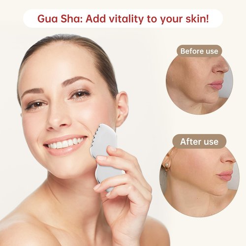 ALOYGUZ Stainless Steel Gua Sha Set Face Massager Metal Gua Sha Facial Tools Body Lymphatic Drainage Massager Guasha Sculpting Tool Skin Care Gifts for Women