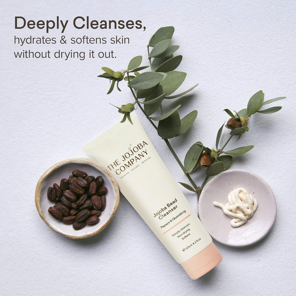 Jojoba The Company Bead Cleanser with Papaya & Quandong – Creamy Exfoliating Face Wash for All Skin Types – Hydrating & Gentle Daily Cleanser Beads for Smooth, Radiant Skin – 125ml