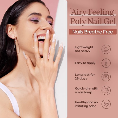 modelones Poly Nail Gel Set, 6 Colors Nude Pink Brown Daily Collection Poly Extension Gel Set Builder Manicure DIY Design Nail Art Home Salon Beauty Gift