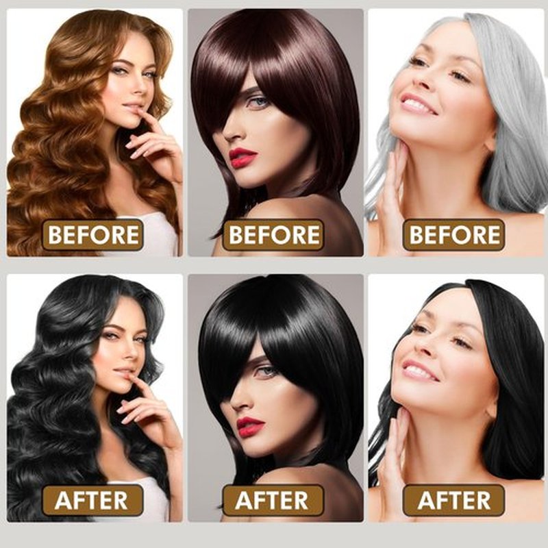 Hair Dye Shampoo for Gray Hair, 3 in 1 Herbal Dye for Women Men, Hair Color Shampoo 500ml (Black)