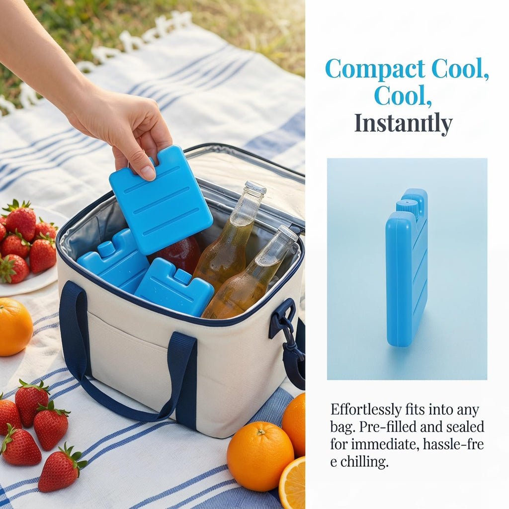 Housoutil 100ml Reusable Ice Packs for Lunch Box, 8PCS Freezer Ice Blocks, Cooler Freezer Blocks Pack for Lunch Boxes, Camping, Picnics, Beach, Fishing, Outdoor Sports, Air Conditioner Coolers