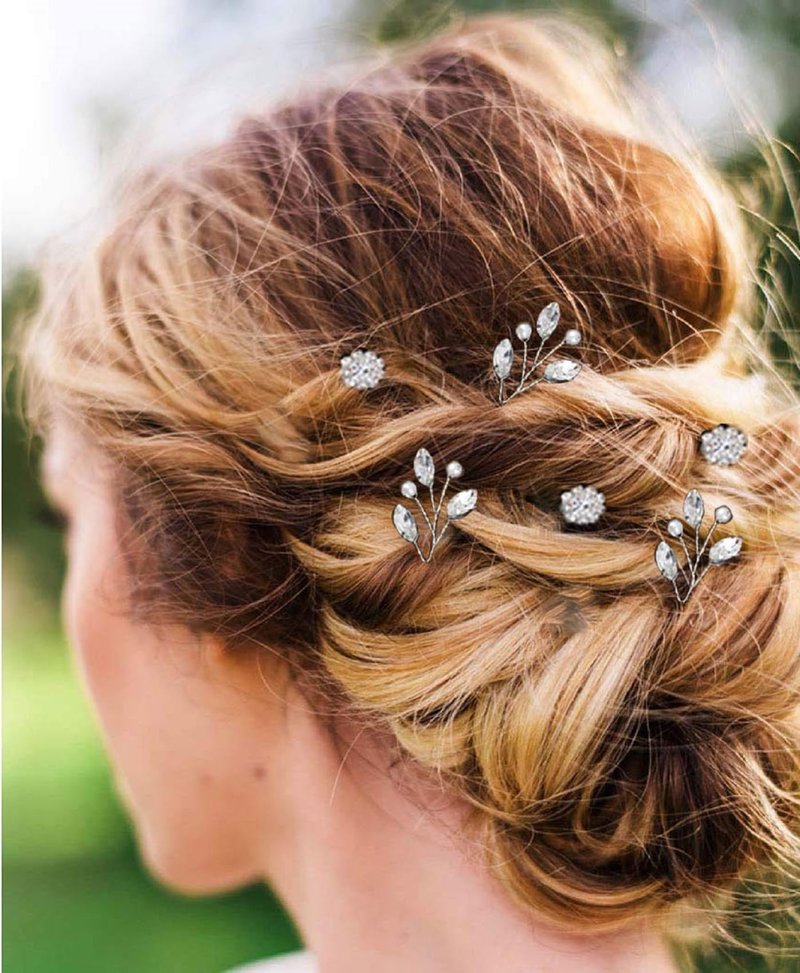 Yandino 18 Pieces Bride Wedding Hair Pins Bridal Hair Accessories Set Jewelry Bridesmaids Silver HairPiece for Women