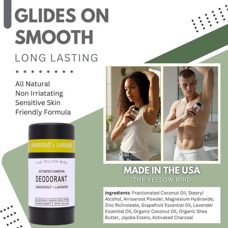 Skiennix Magnesium Deodorant - Natural, Aluminum-Free Formula with Charcoal & Essential Oils | Long-Lasting Protection for Sensitive Skin