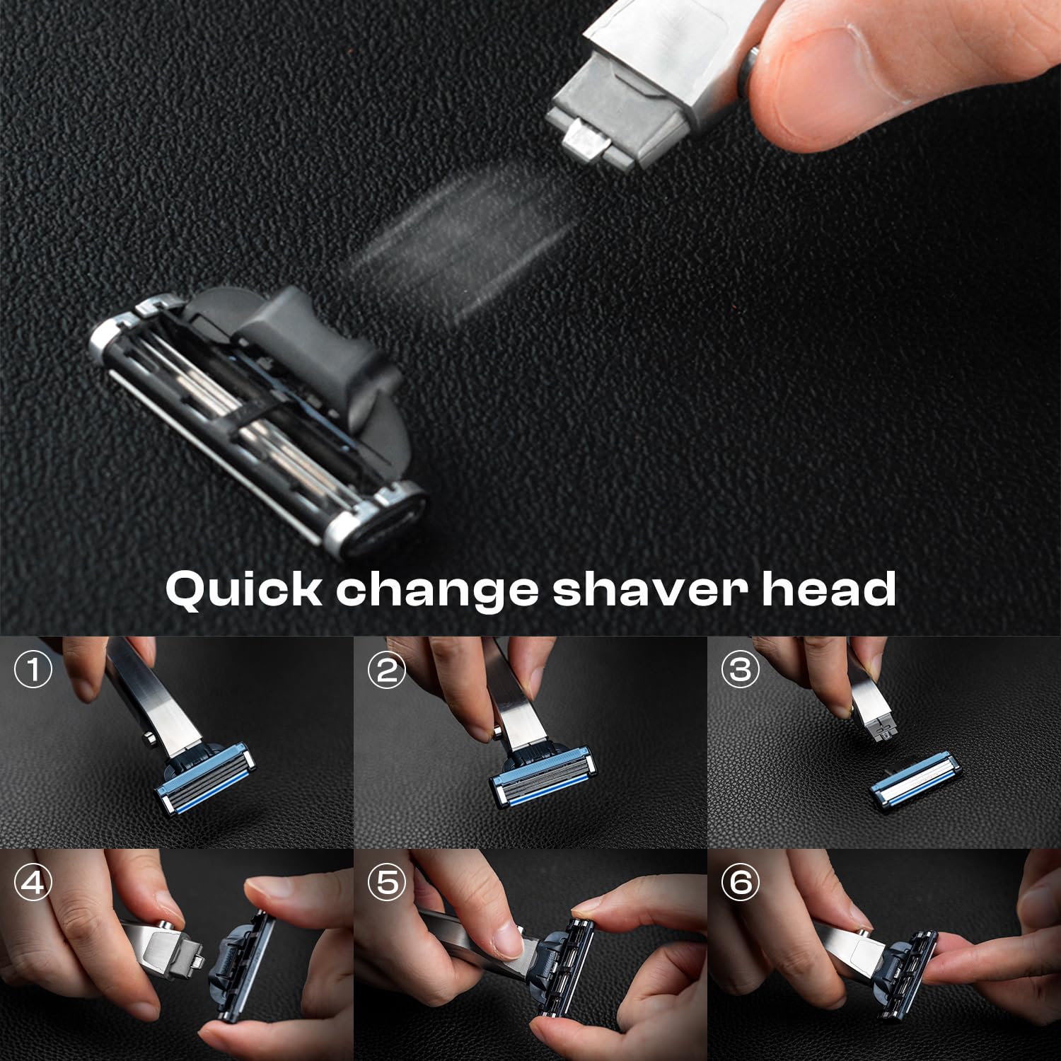 TITANER Lifetime Razor-Change the Blade in 1s GR5 Titanium Rust and Water Resistant,Comfortable to hold Water Washing Cleaning with Mach3 Blade Replacement Pack for Men's Everyday Shaving (Grey)