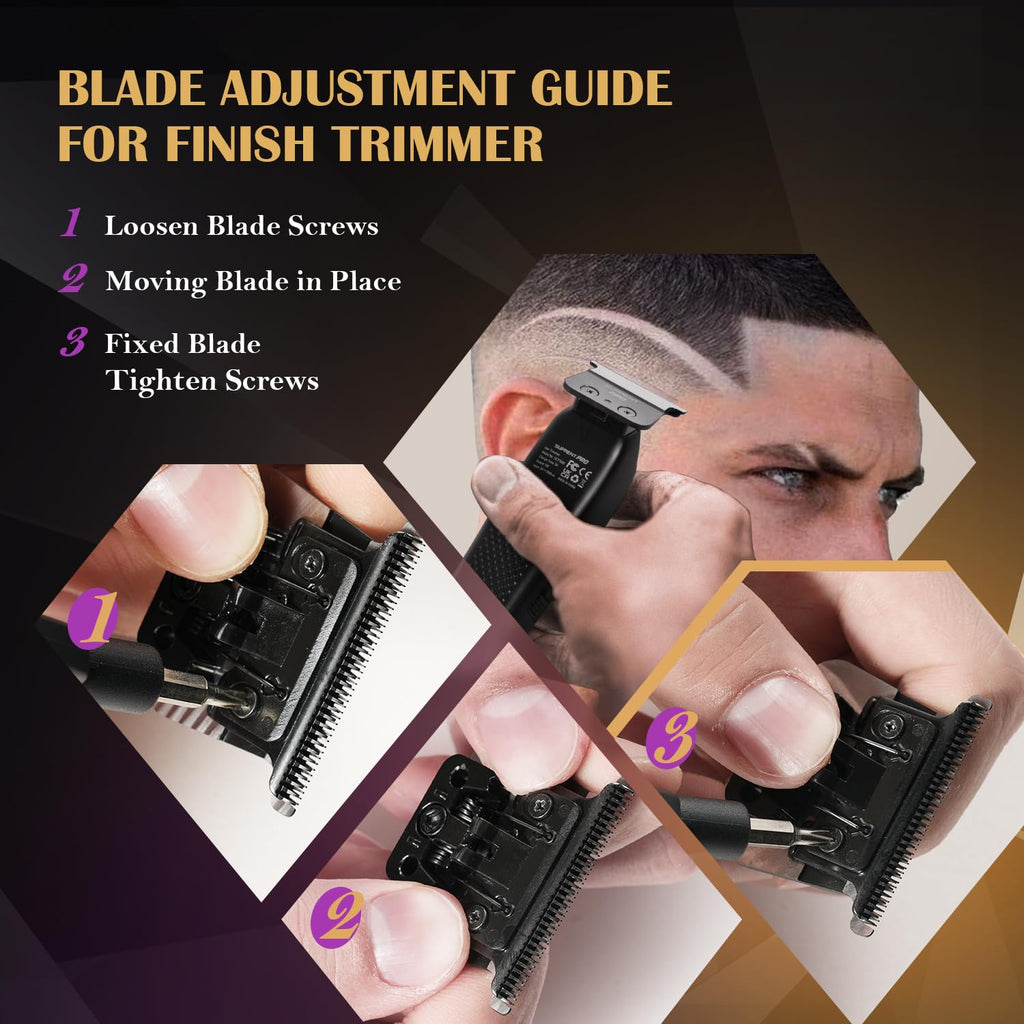 SUPRENT PRO Professional Hair Trimmer - High Torque Brushless Motor & Detachable Blade - Cordless Beard Trimmer for Barbers with Charging Base - Premium Finishing T- Blade Trimmer